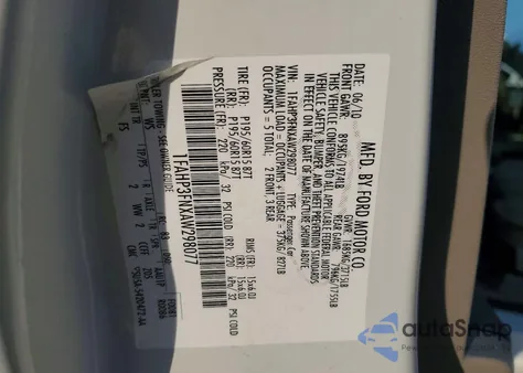 2010 Ford Focus Se z USA, uszkodzony, nr VIN 1FAHP3FNXAW298077